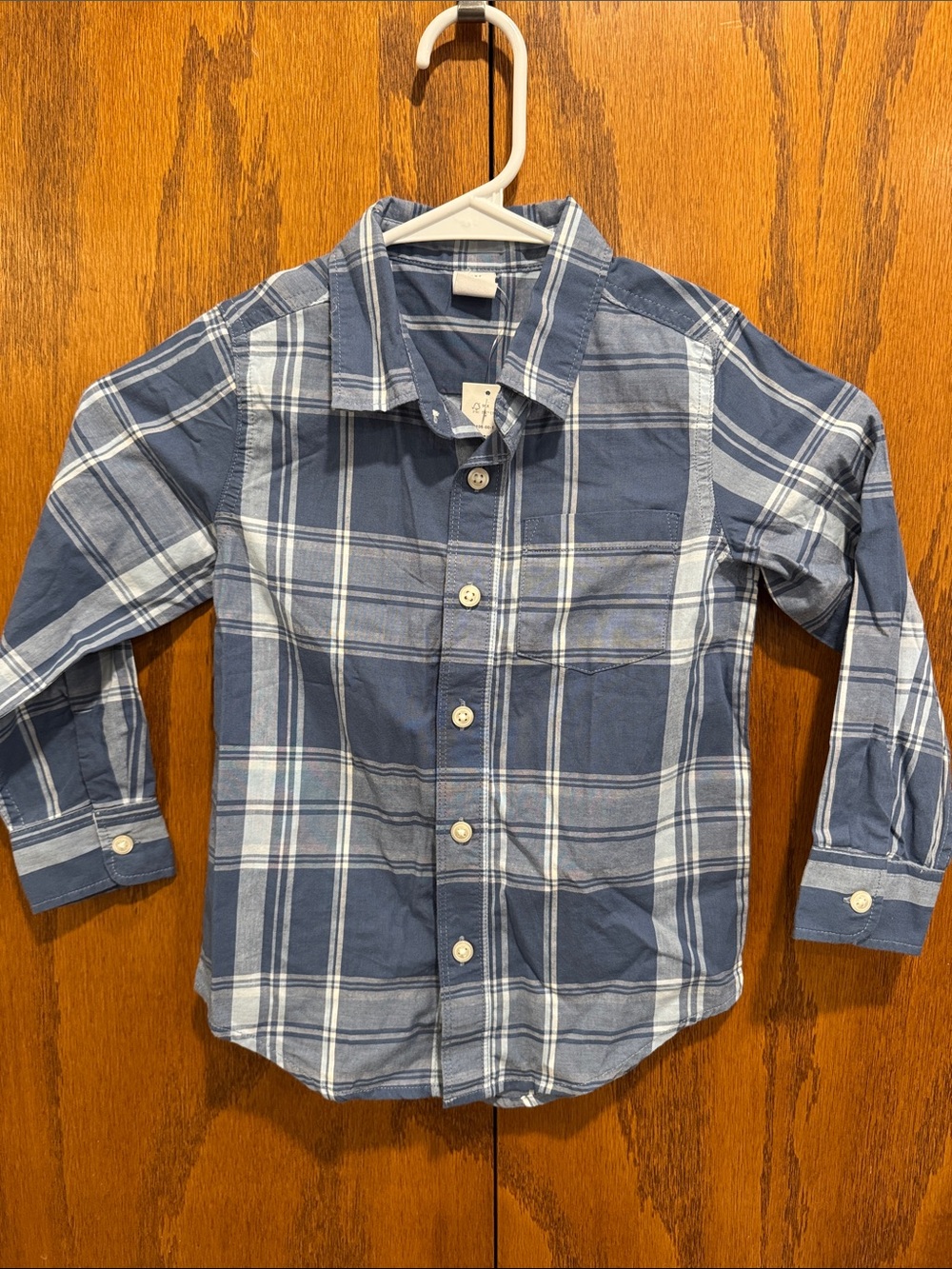 GAP Blue and White Plaid Button-Down Shirt for Kids